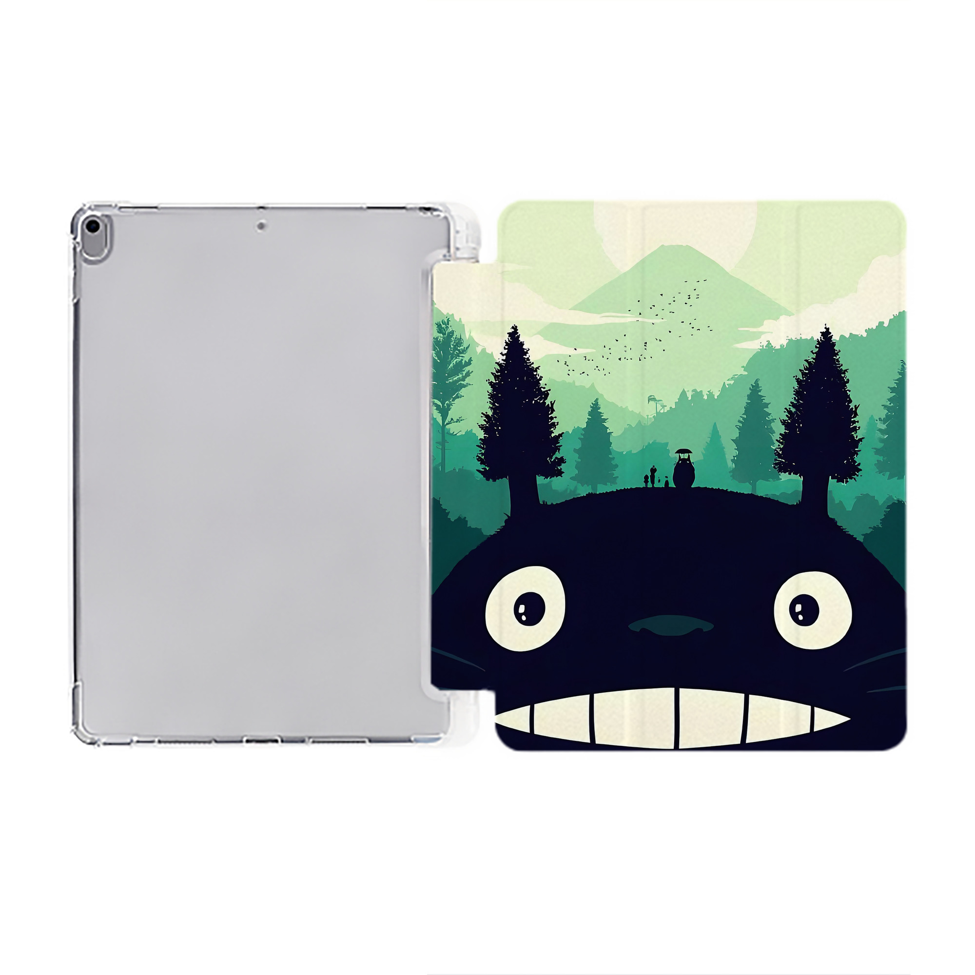 （画像用） となりのトトロ 草壁メイ 草壁サツキ My Neighbor Totoro Satsuki Kusakabe Mei Kusakabe IPad ケース ペン収納付き 三つ折りスタンド PUレザー×シリコン 対応機種9.5/10.5/10.9インチ